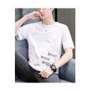 Popular Letter Bird Printed Cotton Short Sleeve Mens Breathable Casual T-Shirt