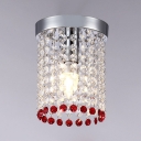 Cylinder Light Flush Mount Bedroom 1 Light Contemporary Chandelier in Red/Yellow/Blue