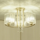 3/6/8/10 Lights Rectangle Semi-flush Mount Contemporary Metal Ceiling Lamp with Clear Crystal in Gold