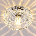 Chrome Round Flush Mount Light Modern Clear Crystal Light Fixtures for Dining Room
