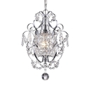 Clear Crystal Foyer Light Fixtures 1 Light Modern Adjustable Hanging Chandelier with 19.5