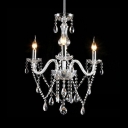 Modern Candle Hanging Chandelier 3/4/5/6 Lights Clear Crystal Height Adjustable Light Fixture in Polished Chrome