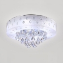 Living Room Round Ceiling Lamp Clear Crystal Modern White Flush Mount Lighting in White/Pink