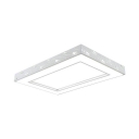 White Rectangle Ceiling Fixture with Clear Crystal Decoration Modern Acrylic LED Flush Light for Dining Room