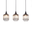 Kitchen Pendant Lights Black, 3 Lights Clear Crystal Pendant Lighting with 47