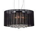 Dining Room Round Chandelier Clear Crystal Decoration Modern Black/White Light Fixture with 39