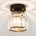 Clear Crystal Mini Semi Flush Mount Lighting Single Light Modern Style Ceiling Light Fixture for Hallway