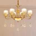 Gold Candle Sconce Light 6/8 Lights Traditional Clear Crystal Wall Lamp for Dining Room