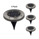 4LED Solar Ground Lights Outdoor 4 Pcs 2W Waterproof Disk Light with Auto On/Off Dusk to Dawn for Yard Lawn