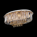 Oval Flush Mount Light Fixture 6/7/10 Lights Antique Style Clear and Amber Crystal Ceiling Lighting