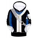 Popular Game Cosplay Costume Relaxed Fit Black and Blue Hoodie