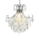 Shell Chandelier with Clear Crystal Beads Bedroom Modern Pendant Lighting in Chrome