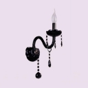 House Wall Mount Light Fixture with Clear Crystal Vintage Style Black Sconce Lighting