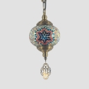 Single Light Globe Pendant Lamp Moroccan Colorful Glass Ceiling Light for Dining Room