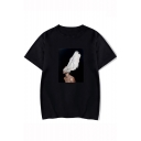 Aesthetics Trendy Figure Wing Printed Round Neck Short Sleeve Unisex Casual T-Shirt