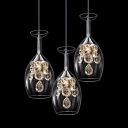 Modern Pendant Lighting for Dining Room, 3/5/6 Light Wine Bottle Clear Crystal Pendant Lighting in Nickle with 37