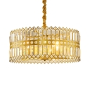 Adjustable Round Chandelier for Bedroom 3/4 Lights Modernism Pendant Lighting with Clear Crystal in Gold