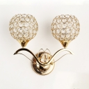 Clear Crystal Globe Shade Wall Mounted Lighting 2-Light Antique Style Sconce Light for Bedroom