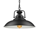 Industrial Hanging Lamp 12.5/15 Inch Wide with Black Barn Shade