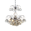 3 Lights Hanging Chandelier Modern Adjustable Clear Crystal Pendant Lighting in Polished Chrome