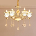 Clear Crystal Scrolling Arm Wall Sconce with Flower Decoration 6/8 Lights Classic Sconce in Gold