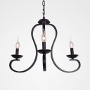 Metal Candle Hanging Chandelier 3/5/6 Lights Industrial Pendant Lighting Fixture in Black