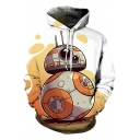 Star Wars Popular Funny Robot Printed Casual Sport Pullover White Hoodie
