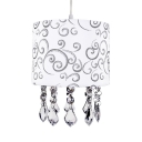 Modern Drum Chandelier Clear Crystal 1 Light White Light Fixture with 43