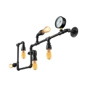 Industrial Pipe 5 Light Wall Light in Wrought Iron 35