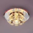 Round Canopy Kitchen Flush Ceiling Lighting Clear Crystal Contemporary Light Fixtures in Brass
