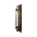 Gold Cylinder Wall Sconce Single Light Antique Metal Light Fixture for Dining Room