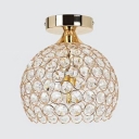 Bedroom Orb Semi Flush Light Clear Crystal Contemporary Gold/Silver Ceiling Lighting, 8