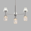 Chrome Tapered Chandelier 4/6 Lights Contemporary Clear Crystal Hanging Light for Bedroom