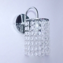 Single Light Sconce Lighting Antique Style Clear Crystal Wall Light Fixture in Chrome