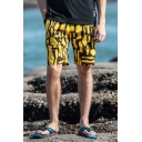 Unique Geometric Fish Printed Summer Holiday Cotton Loose Surfing Beach Shorts for Guys