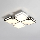 Bedroom Square Ceiling Pendant Acrylic Contemporary Black and Gold Flush Ceiling Light