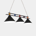 Pool Table Conical Island Light Metal Rustic Black/Red/Blue/Green Island Pendant with Adjustable Chain