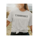 Cool Letter EMPOWERED WOMEN Printed Round Neck Short Sleeve Casual White T-Shirt