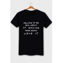 New Trendy Letter WELCOME TO THE REAL WORLD Printed Short Sleeve Round Neck Casual Tee