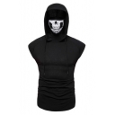 Unique Cool Skull Hooded Sleeveless Summer Fitted Tank T-Shirt for Men