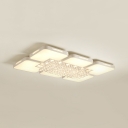 Modern White Ceiling Flush Mount Light with Rectangle and Clear Crystal Acrylic Ceiling Pendant