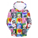 Cartoon Cute Boy Band 3D Printed Long Sleeve Casual Loose Drawstring Hoodie