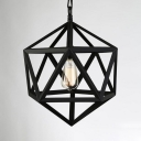 Black Hexagon LED Hanging Lamp Vintage Metal Pendant Lighting with 31.5