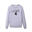 SECONDS OF SUMMER Letter Printed Unisex Grey Long Sleeve Loose Fit Pullover Sweatshirt