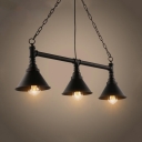 Vintage Cone Island Lamps Metal 3 Lights Black Length Adjustable Pendant Lights with 39
