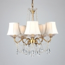 Modern Gold Chandelier with Tapered Shape 5/6 Lights Metal Pendant Light with Clear Crystal