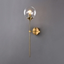 Industrial Globe Sconce Light Single Light Metal Wall Lamp in Gold for Dining Room