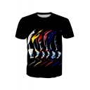 Power Rangers Series New Stylish Printed Short Sleeve Black T-Shirt