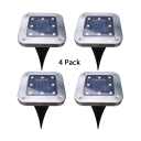8LED Outdoor Disk Lights 4 Pcs 0.25W Waterproof Solar Powered Light Ground Light with Spike Stand for Garden