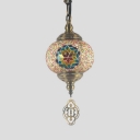 Traditional Multi Color Hanging Lamp with Globe Glass Pendant Lighting for Hallway